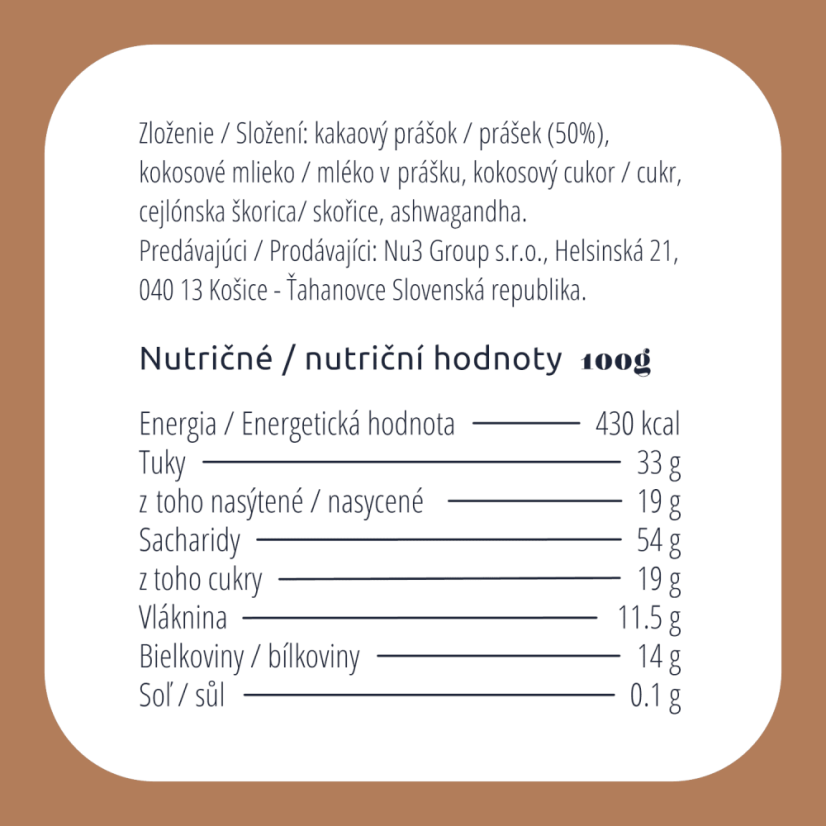 Bio Cacao Latte - Množstvo: 21 porcií