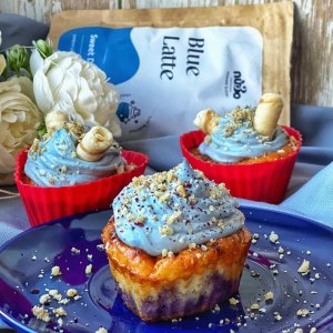 Modré cupcakes so spirulinou